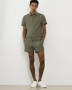Green Muscle Fit Stretch Ribbed Shirt