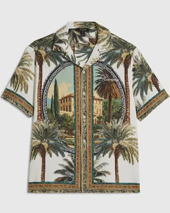 Green Palm Tree Print Shirt & Short Set