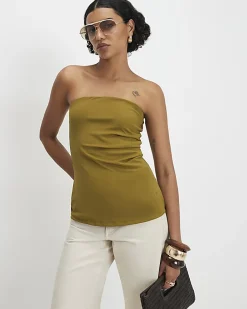 Green Polyamide Bandeau Top