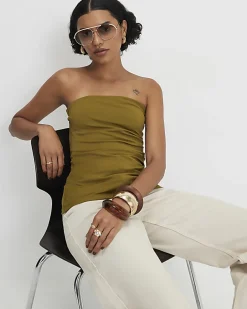 Green Polyamide Bandeau Top