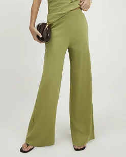 Green Ponte Wide Leg Trousers