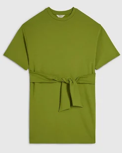 Green Premium Tie Front Mini Dress