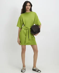 Green Premium Tie Front Mini Dress