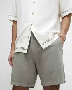 Green Regular Fit Linen Blend Shorts
