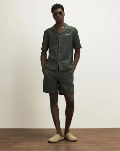 Green Regular Fit Textured Stripe Shirt