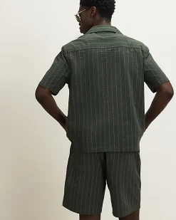 Green Regular Fit Textured Stripe Shirt