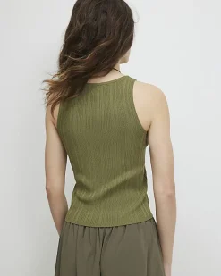 Green Ribbed Knitted Vest