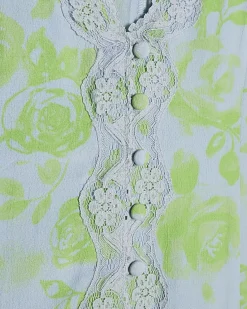 Green Short Sleeve Floral Print Mini Dress