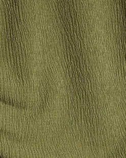 Green Short Sleeve Texture Ruched Midi Dress