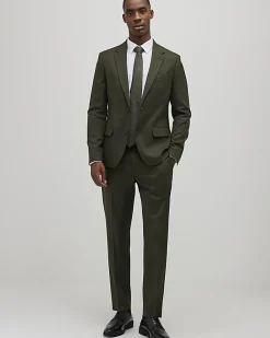 Green Skinny Fit Textured Suit Trousers
