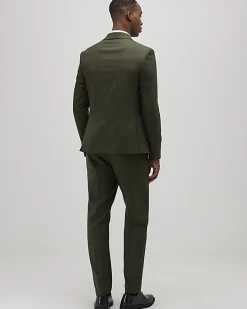 Green Skinny Fit Textured Suit Trousers