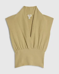 Green Sleeveless Cosy Wrap Top