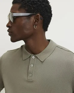 Green Slim Fit Knitted Polo Shirt