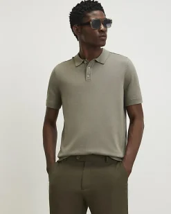 Green Slim Fit Knitted Polo Shirt