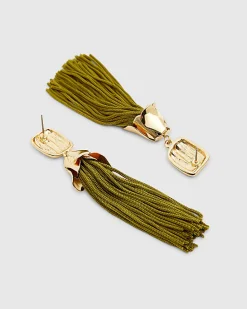 Green Tassel Earrings