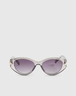 Grey Cat Eye Slim Sunglasses