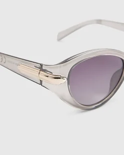 Grey Cat Eye Slim Sunglasses