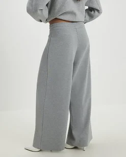 Grey Drawstring Wide Leg Trousers