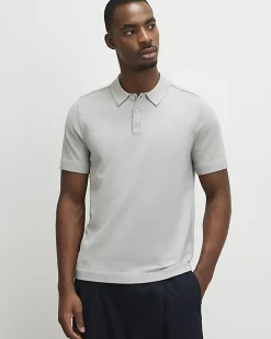 Grey Essential Slim Fit Knitted Polo Shirt