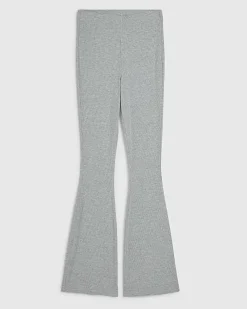 Grey High Waisted Ribbed Flare Leggings