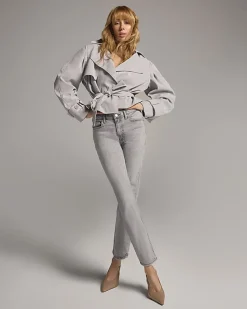 Grey High Waisted Slim Fit Ankle Grazer Jeans