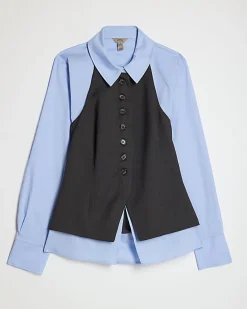 Grey Hybrid Waistcoat Detail Shirt