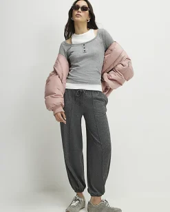 Grey Long Sleeve 2 in 1 Layered Top