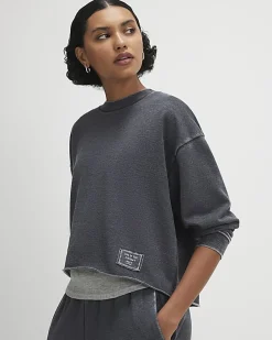 Grey Long Sleeve Burnout Sweatshirt