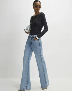 Grey Long Sleeve Drape Layered Top