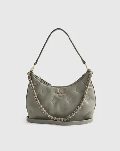 Grey Monogram Quilted Scoop Shoulder Bag