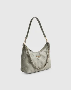 Grey Monogram Quilted Scoop Shoulder Bag