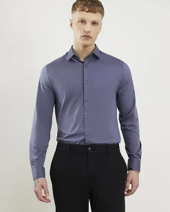 Grey Muscle Fit Comfort Stretch Shirt