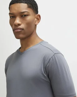 Grey Muscle Fit Essential V Neck T-Shirt