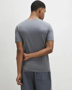 Grey Muscle Fit Essential V Neck T-Shirt