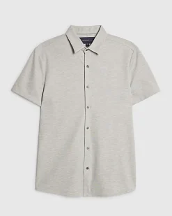 Grey Muscle Fit Pique Short Sleeve Shirt