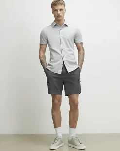 Grey Muscle Fit Pique Short Sleeve Shirt
