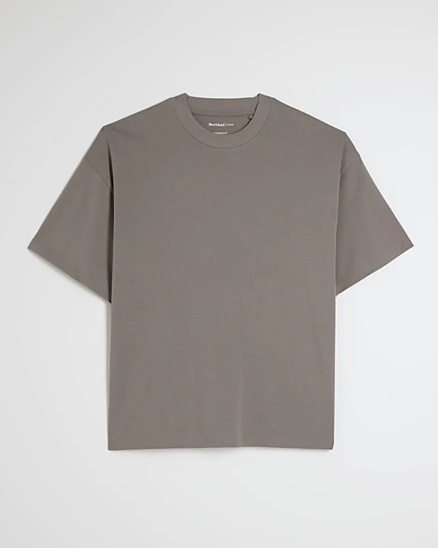 Grey Oversized Fit Crew Neck T-Shirt