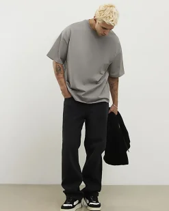 Grey Oversized Fit Crew Neck T-Shirt