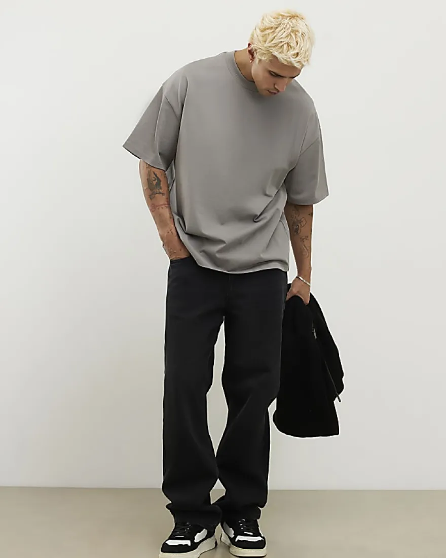 Grey Oversized Fit Crew Neck T-Shirt