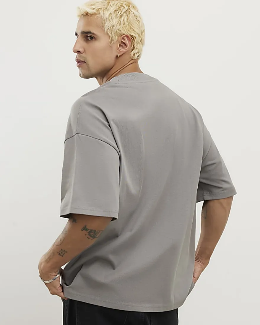 Grey Oversized Fit Crew Neck T-Shirt