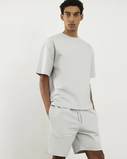 Grey Oversized Fit T-Shirt And Shorts Set