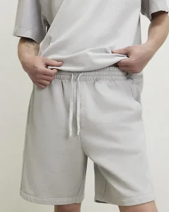 Grey Oversized Fit Washed T-Shirt & Short Set