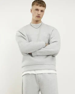 Grey Oversized Premium Embroidered Sweatshirt