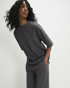 Grey Oversized Seam Front T-shirt