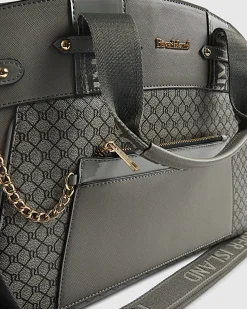 Grey Panelled RI Handle Tote Bag