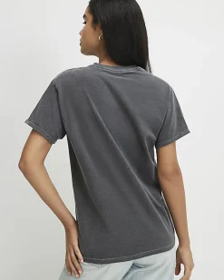 Grey Paris Polka Dot Bow Boyfriend T-shirt
