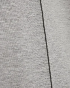 Grey Pintuck Interlock Wide Leg Joggers