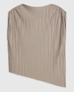 Grey Plisse Sleeveless Asymmetric Hem Top