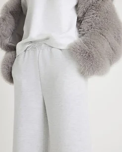 Grey Premium Drawstring Wide Leg Joggers