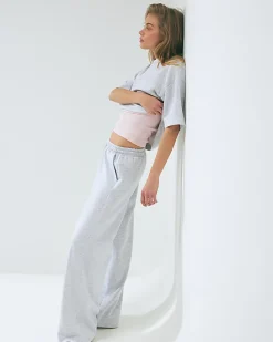 Grey Premium Drawstring Wide Leg Joggers
